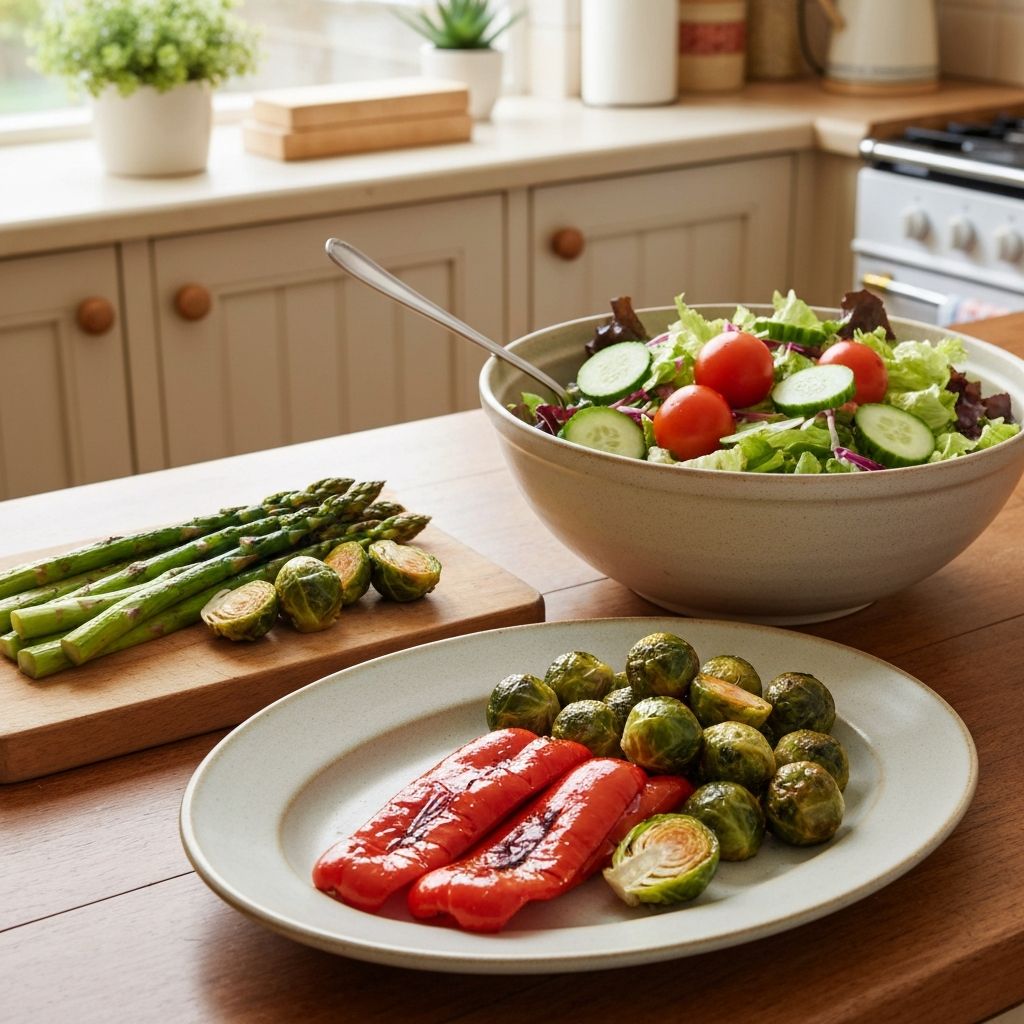 Traditional meal setting with vegetables